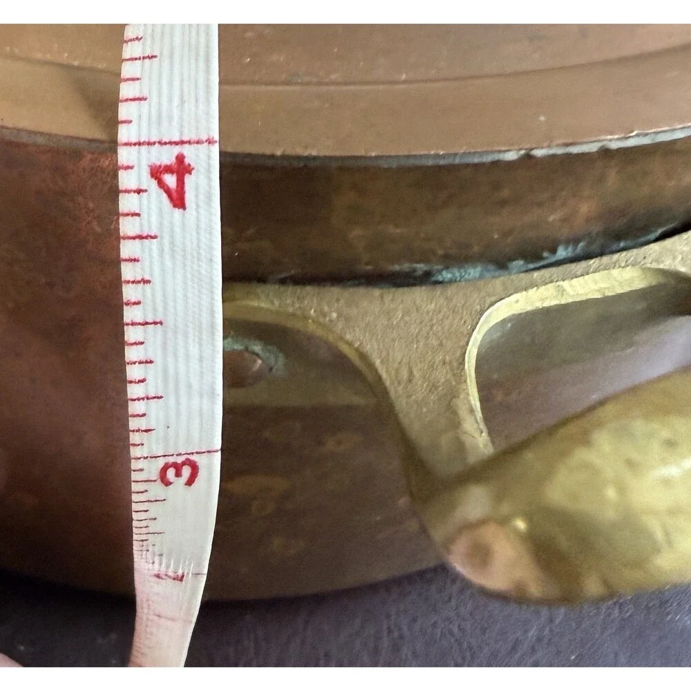 Vintage Copper Pot With Lid Brass Handles Patina Cottagecore French Country farm